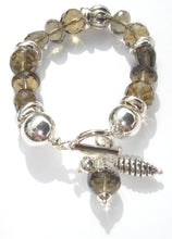 Load image into Gallery viewer, Freya Multi-Stone Size and Shape Sterling Silver and Dark Champagne Faceted Crystal Bracelet
