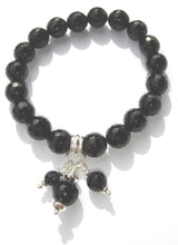 Load image into Gallery viewer, Freya Faceted Black Onyx Bead Bracelet with Triple Bead Drop
