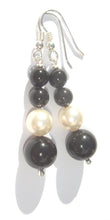 Load image into Gallery viewer, Lucy Graduated (4 x) Mono-Chrome Swarovski® Crystal Pearls Earrings