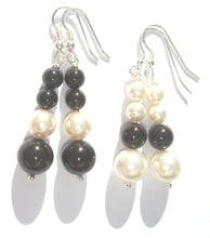 Load image into Gallery viewer, Lucy Graduated (4 x) Mono-Chrome Swarovski® Crystal Pearls Earrings