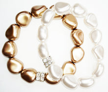 Load image into Gallery viewer, Rebecca Misshapen Pearl Bracelet with Square Crystal Rondelle(s)