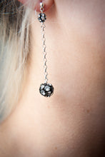 Load image into Gallery viewer, Flora 2 Crystal Balls Drop Earrings on Sterling Silver Chain