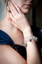 Load image into Gallery viewer, Flora 3-Row Multi-Sized Crystal Balls on Sterling Silver Chains Bracelet