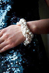 Lucy Swarovski® Crystal Pearl 5-Row Twist Cuff Multi Bead Size Bracelet