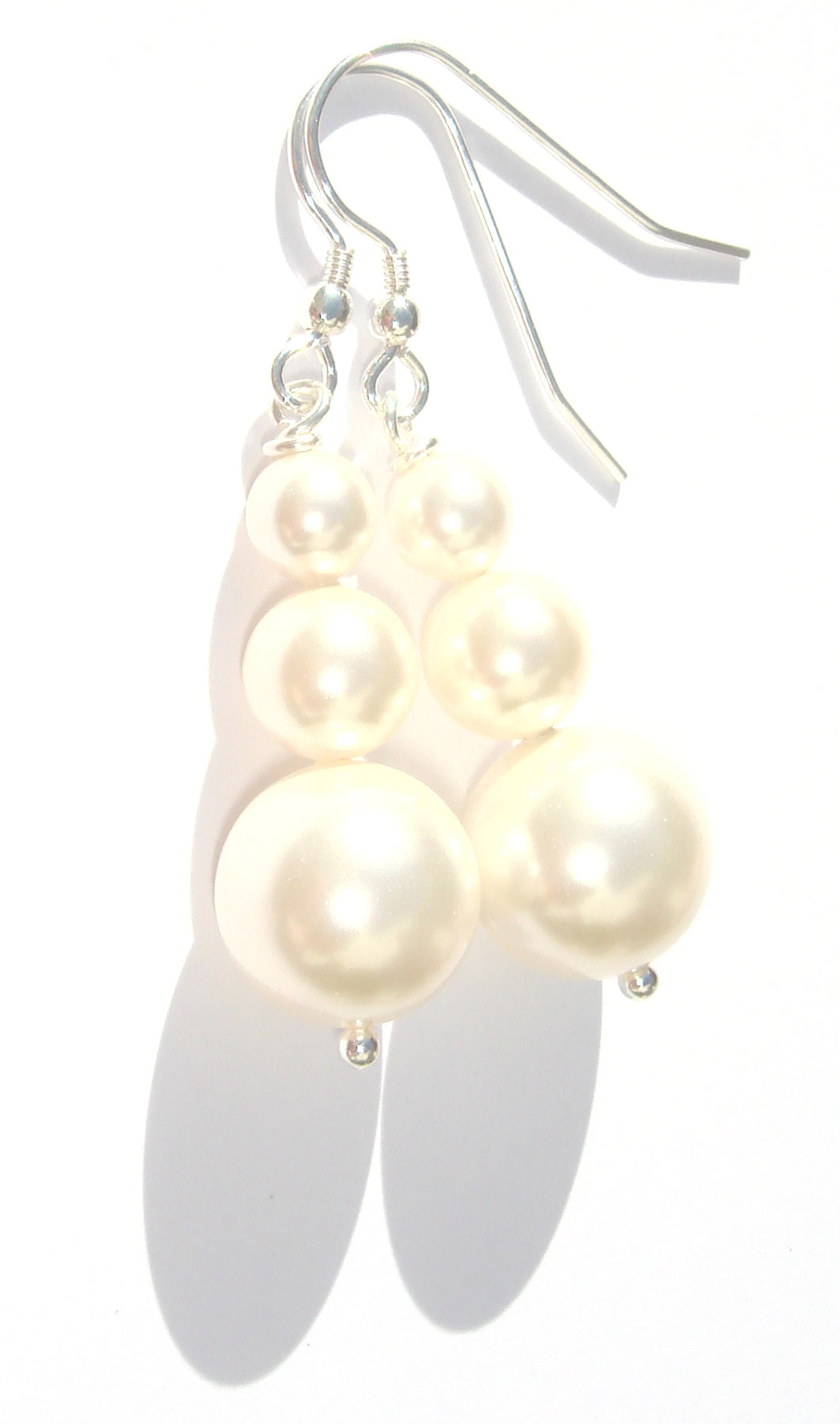 Lucy Graduated (3 x) Mono-Chrome Swarovski® Crystal Pearls Earrings