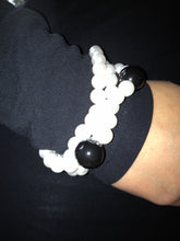 Load image into Gallery viewer, Lucy Mono-Chrome Swarovski® Crystal Pearl 3-Row Twist Cuff Bracelet