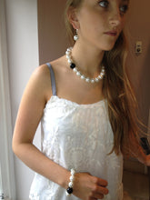 Load image into Gallery viewer, Rebecca X-Large Pearl Necklace with Single Black Onyx Ball