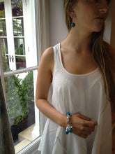 Load image into Gallery viewer, Freya Turquoise Magnesite with Sterling Silver Ball and Double Ring Bracelet