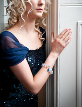 Load image into Gallery viewer, Flora Swarovski® Faceted Crystal and Crystal Ball Bracelet with Crystal Flower Drop