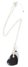 Load image into Gallery viewer, Vivienne Twinkling Dark Midnight Blue Goldstone Heart Drop on Sterling Silver Chain