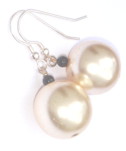 Rebecca X-Large Pearl with Black Onyx Ball Earrings