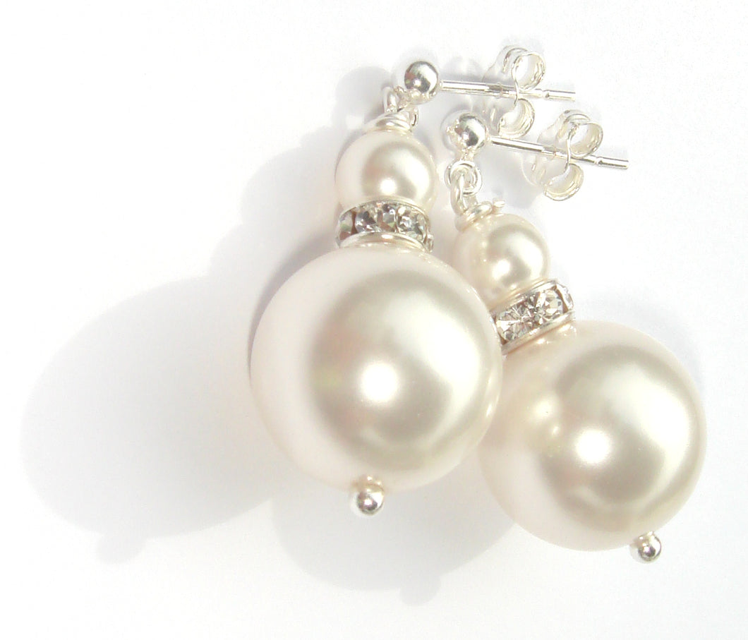Lucy Swarovski® Crystal Pearl Mono-Chrome Earrings