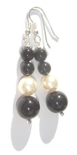 Load image into Gallery viewer, Lucy Graduated (4 x) Mono-Chrome Swarovski® Crystal Pearls Earrings
