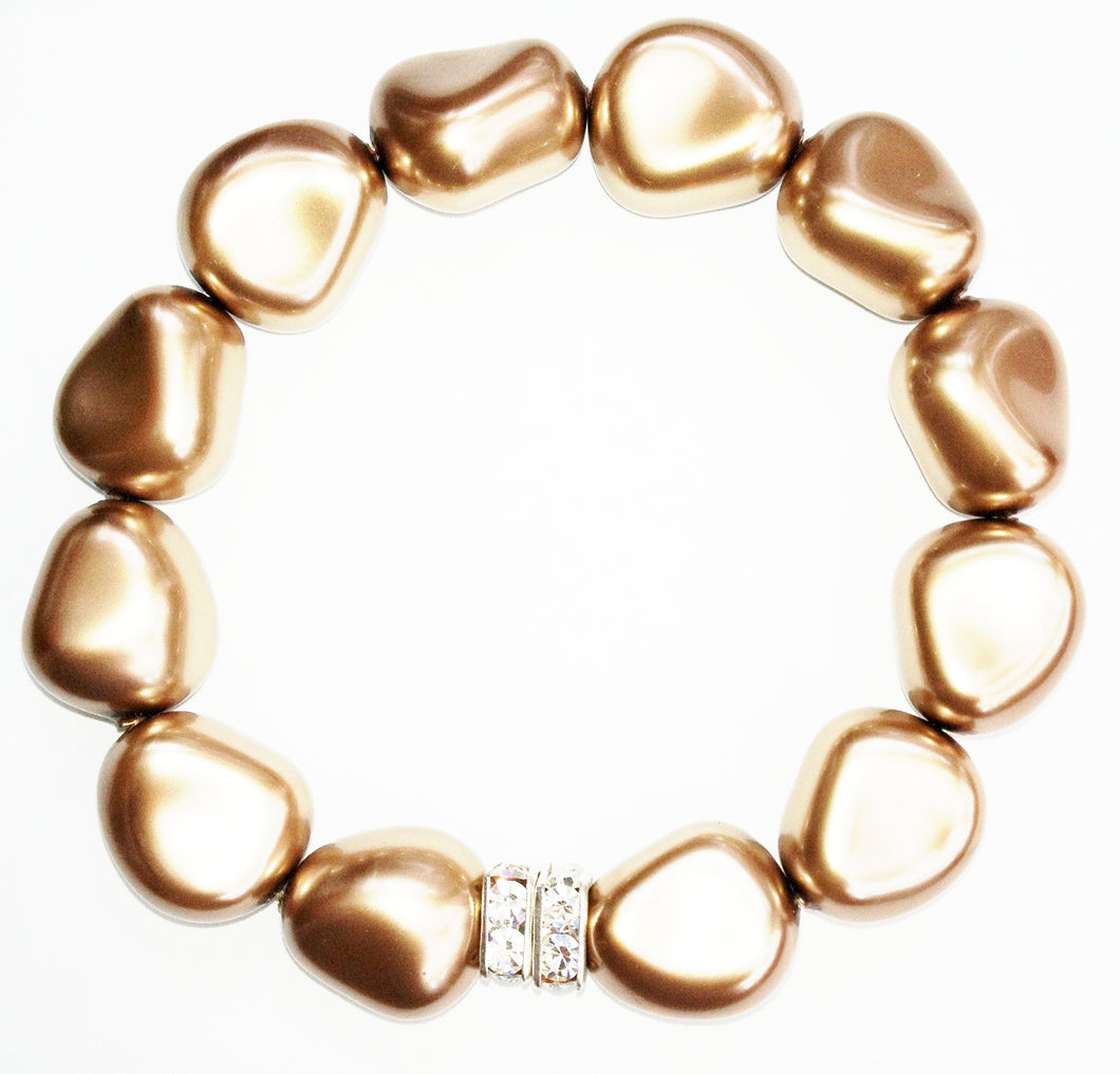 Rebecca Misshapen Pearl Bracelet  with Square Crystal Rondelle(s)