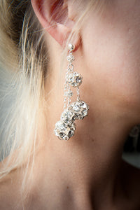 Flora Multi-Sized Crystal Ball Earrings on Sterling Silver Chain