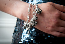 Load image into Gallery viewer, Flora 3-Row Multi-Sized Crystal Balls on Sterling Silver Chains Bracelet
