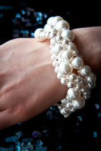 Load image into Gallery viewer, Lucy Swarovski® Crystal Pearl 5-Row Twist Cuff Multi Bead Size Bracelet

