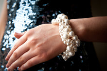 Load image into Gallery viewer, Lucy Swarovski® Crystal Pearl 5-Row Twist Cuff Multi Bead Size Bracelet
