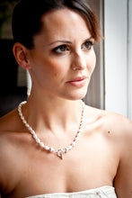 Load image into Gallery viewer, Lucy Pear Shaped Crystal Pearl Necklace with Sterling Silver Balls and Saucers
