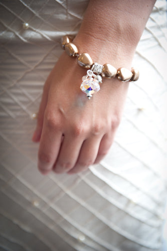 Rebecca Misshapen Pearl Bracelet with Swarovski® Faceted Crystal and Pearl Drop