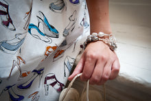Load image into Gallery viewer, Rebecca Misshapen Pearl, Swarovski® Crystal and Ribbed Sterling Silver Ball Bracelet
