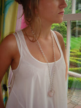Load image into Gallery viewer, Freya Triple Heart Rose Quartz Necklace on Sterling Silver Chain
