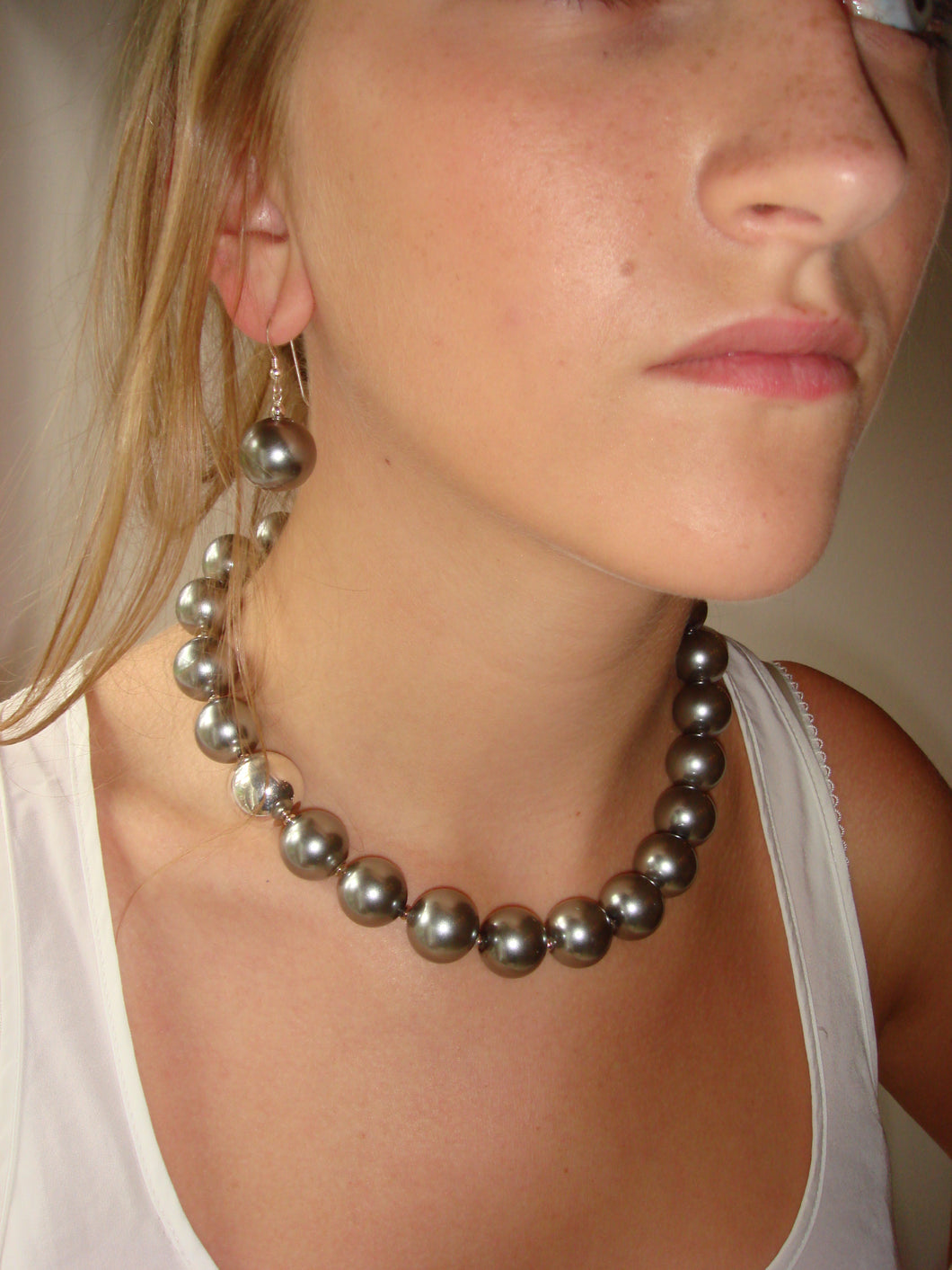 Rebecca X-Large Pearl Necklace with Single Sterling Silver Ball