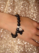 Load image into Gallery viewer, Freya Faceted Black Onyx Bead Bracelet with Triple Bead Drop
