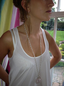 Freya Triple Heart Rose Quartz Necklace on Sterling Silver Chain
