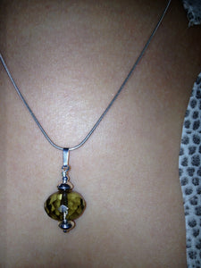 Freya Dark Champagne Faceted Crystal Drop on Sterling Silver Chain