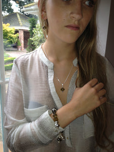 Freya Multi-Stone Size and Shape Sterling Silver and Dark Champagne Faceted Crystal Bracelet