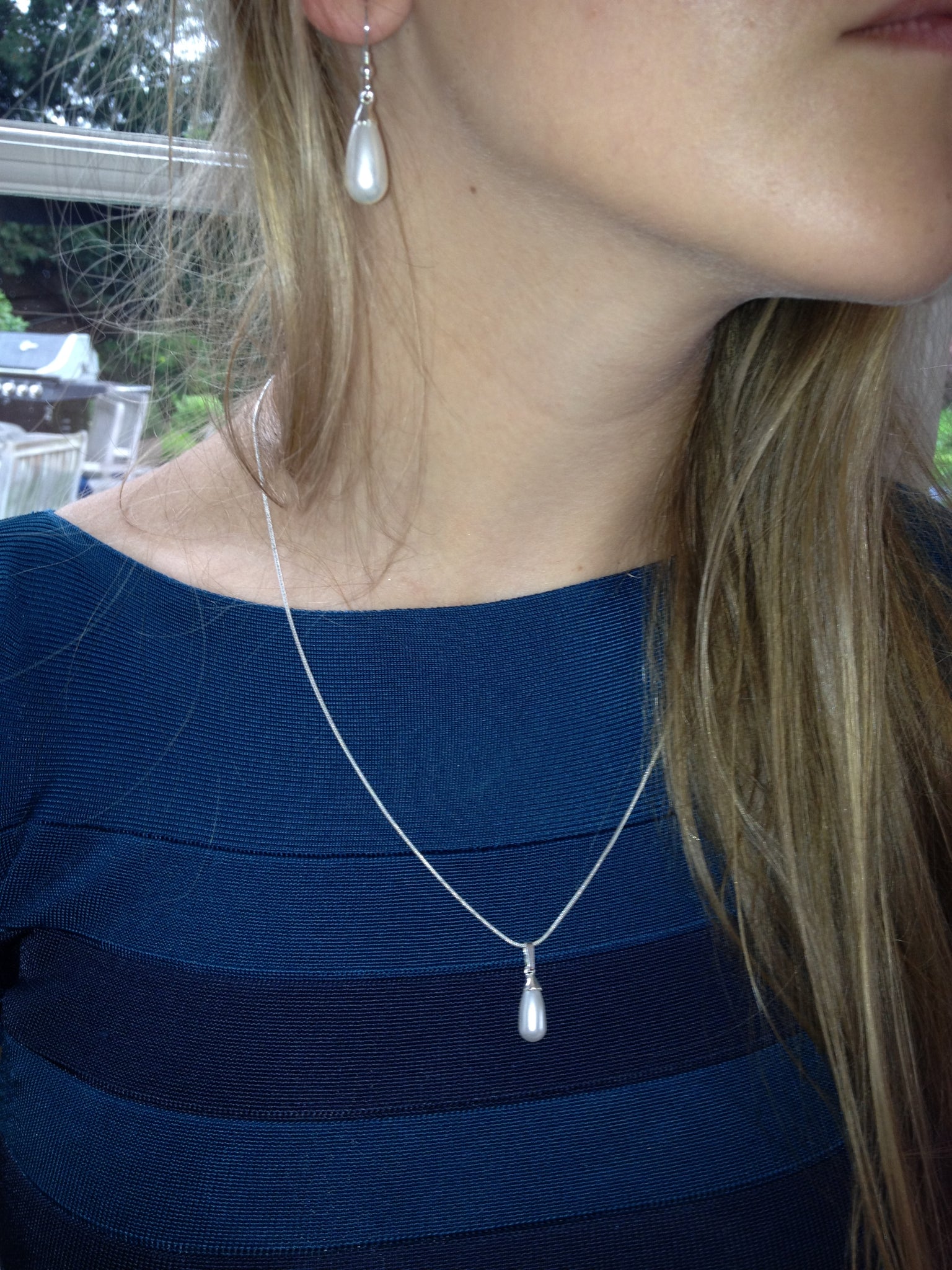 Lucy Pear Shaped Swarovski Crystal Pearl Drop Necklace