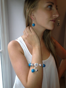 Freya Turquoise Magnesite with Sterling Silver Ball and Double Ring Bracelet