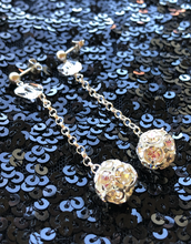 Load image into Gallery viewer, Flora Crystal Ball and Swarovski® Crystal Butterfly Drop Earrings
