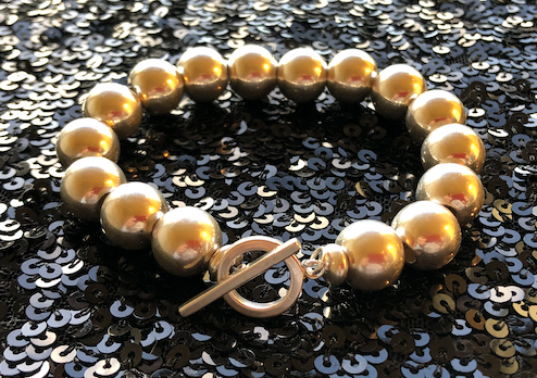 Vivienne Sterling Silver Ball Bracelet with Sterling Silver T-Bar Clasp