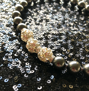 Rebecca X-Large Pearl Necklace with Triple Crystal Balls