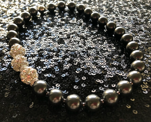 Rebecca X-Large Pearl Necklace with Triple Crystal Balls