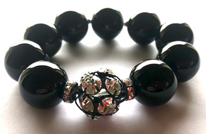 Rebecca Black Onyx XX-Large Ball Bracelet with Single Crystal Ball