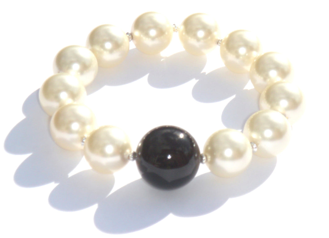 Sophie Swarovski® Crystal Pearl Bracelet with Single Black Onyx Ball