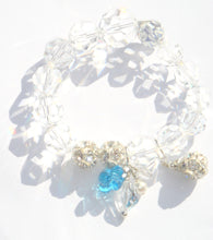Load image into Gallery viewer, Flora Swarovski® Faceted Crystal and Crystal Ball Bracelet with Crystal Flower Drop
