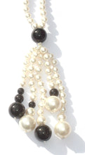 Load image into Gallery viewer, Lucy Mono-Chrome Swarovski® Crystal Pearl Necklace with Graduated 5-Drop Ends
