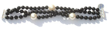 Load image into Gallery viewer, Lucy Mono-Chrome Swarovski® Crystal Pearl 3-Row Twist Cuff Bracelet
