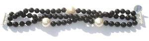 Lucy Mono-Chrome Swarovski® Crystal Pearl 3-Row Twist Cuff Bracelet