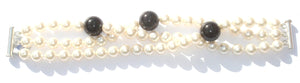 Lucy Mono-Chrome Swarovski® Crystal Pearl 3-Row Twist Cuff Bracelet