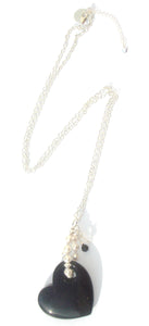 Vivienne Twinkling Dark Midnight Blue Goldstone Heart Drop on Sterling Silver Chain