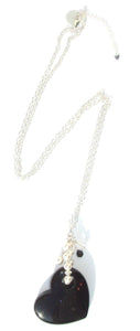 Vivienne Twinkling Dark Midnight Blue Goldstone Heart Drop on Sterling Silver Chain