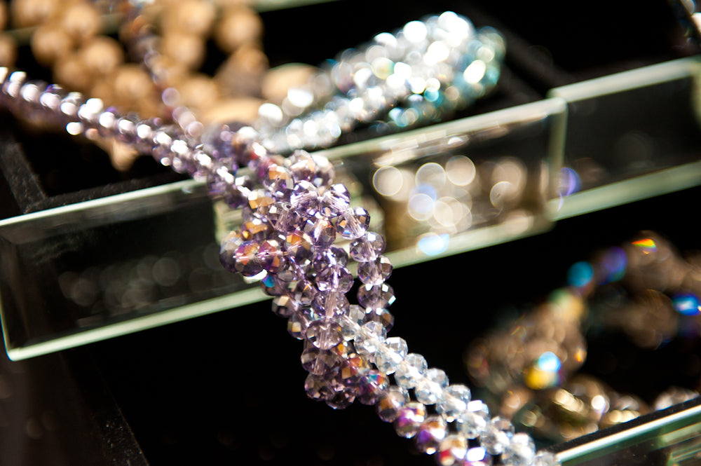 Freya Shimmering and Glistening Tri-Colour Glass Stone Bead Necklace
