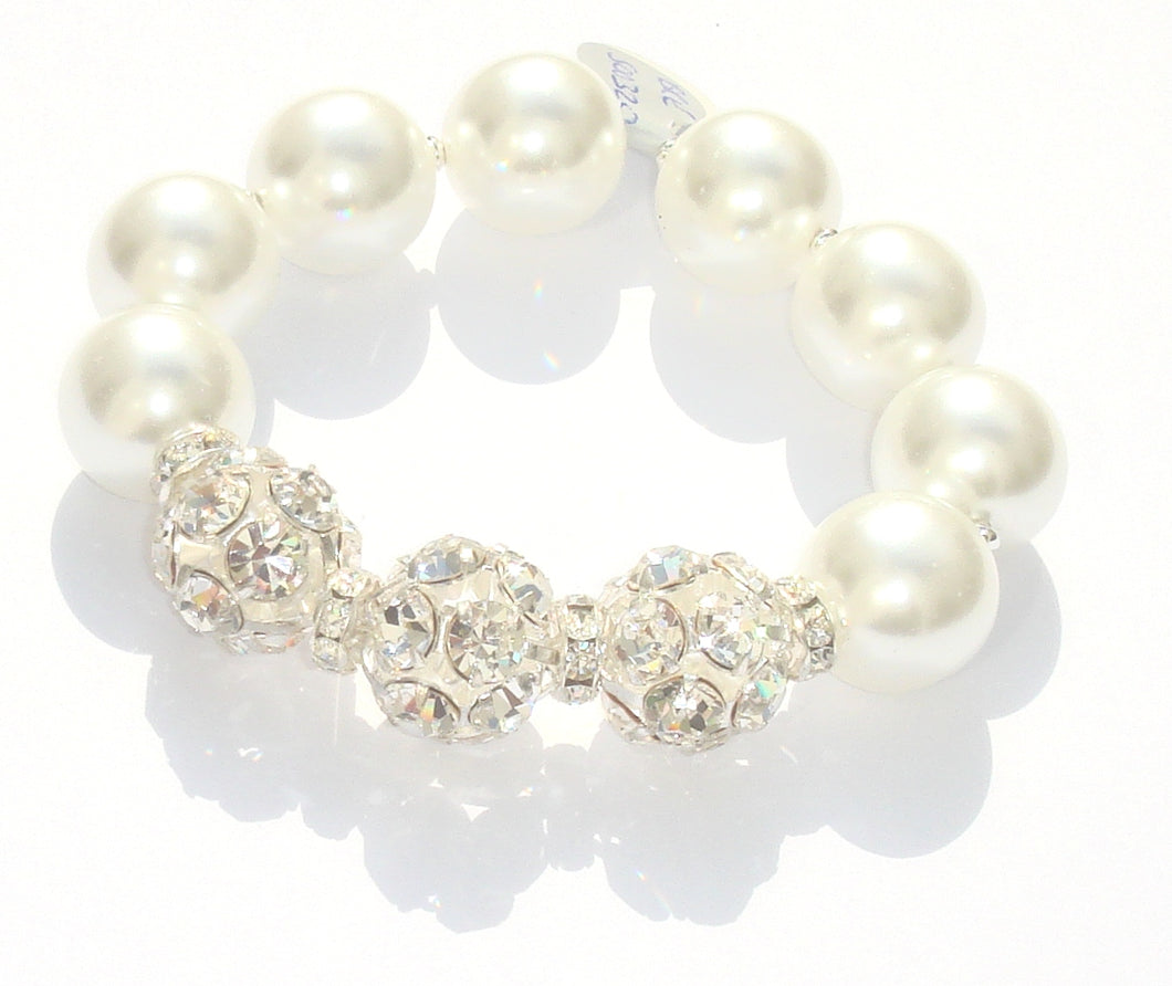 Rebecca X-Large Pearl Bracelet with Triple Crystal Balls